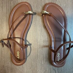 Aldo Brown Sandals with Gold Details